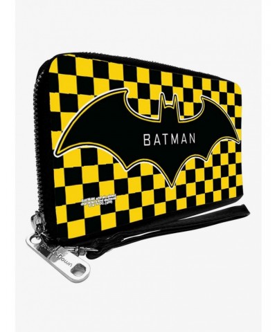 DC Comics Batman Bat Logo Close Up Checker Zip Around Wallet $13.26 Wallets