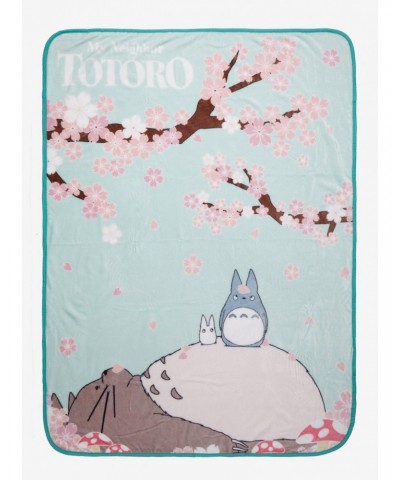 Studio Ghibli My Neighbor Totoro Cherry Blossom Throw Blanket $6.67 Blankets