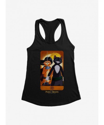 Puss In Boots With Softpaws Card Girls Tank $9.76 Tanks
