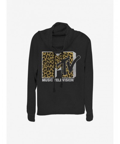 MTV Cheeta Logo Cowlneck Long-Sleeve Girls Top $14.01 Tops