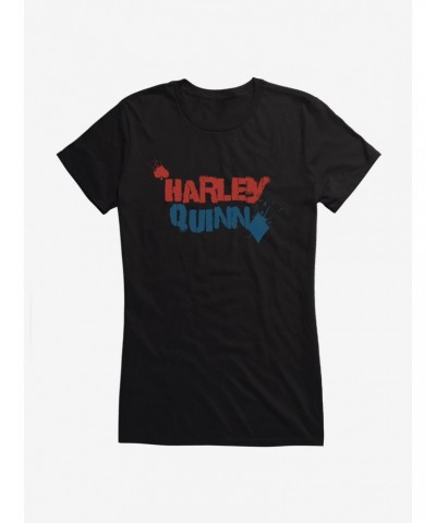 DC Comics Batman Harley Quinn Spray Paint Logo Girls T-Shirt $8.57 T-Shirts