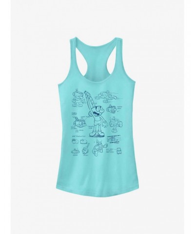 Cuphead: The Delicious Last Course Mugman Sketch Girls Tank $12.20 Tanks